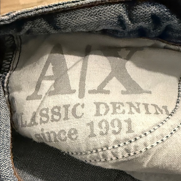 A/X Armani Exchange Blue Distressed Boot Cut Jeans - Picture 6 of 6